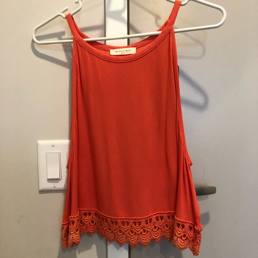 Coral pink tank top. Perf for summer.